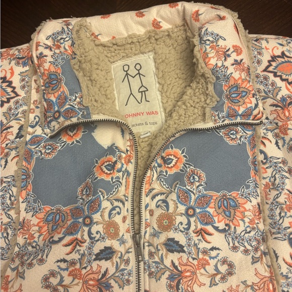 Johnny Was Faux Sherpa Lined Floral  Pattern Zip Up Women's Vest XL - Picture 4 of 8